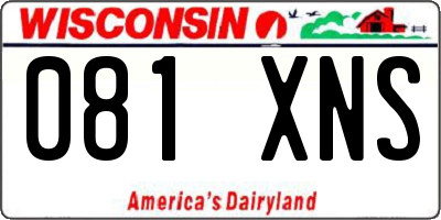 WI license plate 081XNS
