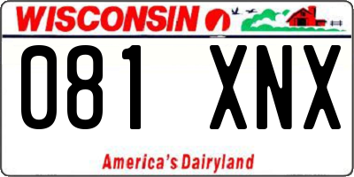 WI license plate 081XNX