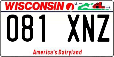 WI license plate 081XNZ