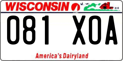 WI license plate 081XOA
