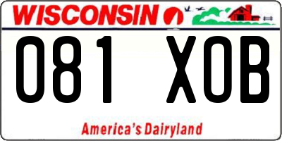 WI license plate 081XOB