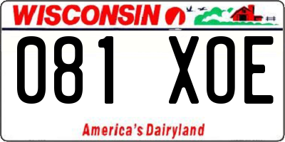 WI license plate 081XOE