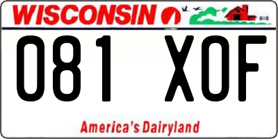 WI license plate 081XOF
