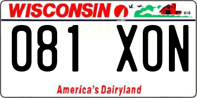 WI license plate 081XON