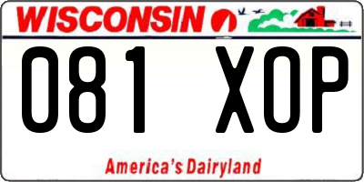 WI license plate 081XOP