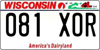 WI license plate 081XOR