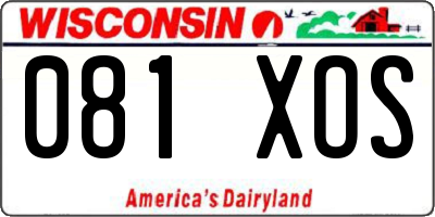 WI license plate 081XOS