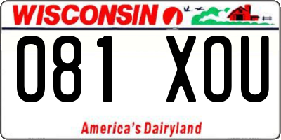 WI license plate 081XOU