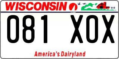 WI license plate 081XOX