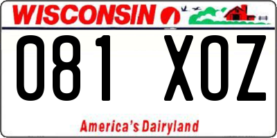 WI license plate 081XOZ