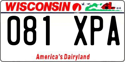 WI license plate 081XPA