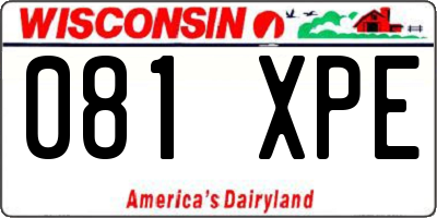 WI license plate 081XPE
