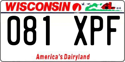WI license plate 081XPF