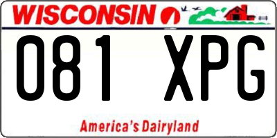 WI license plate 081XPG