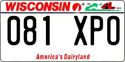 WI license plate 081XPO