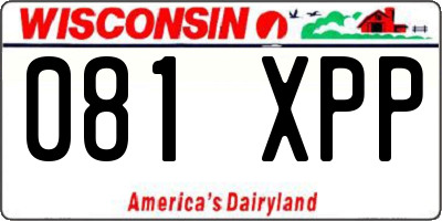 WI license plate 081XPP