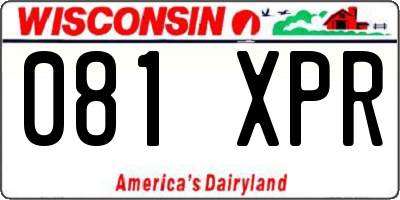 WI license plate 081XPR