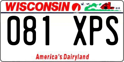 WI license plate 081XPS