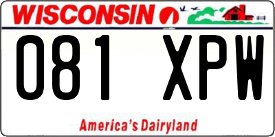 WI license plate 081XPW