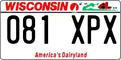 WI license plate 081XPX