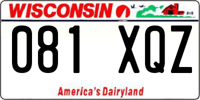 WI license plate 081XQZ
