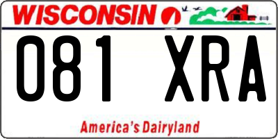 WI license plate 081XRA