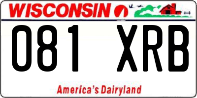 WI license plate 081XRB