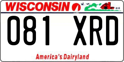 WI license plate 081XRD