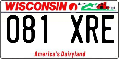 WI license plate 081XRE