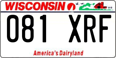 WI license plate 081XRF