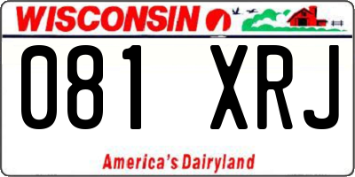 WI license plate 081XRJ