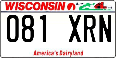 WI license plate 081XRN