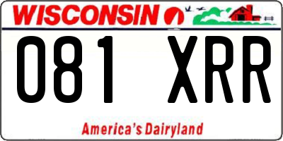 WI license plate 081XRR