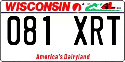 WI license plate 081XRT