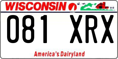 WI license plate 081XRX