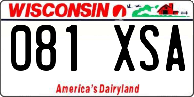 WI license plate 081XSA