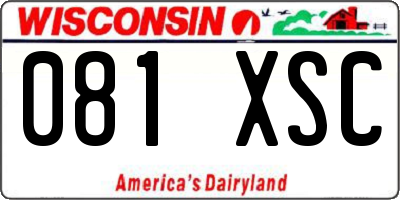 WI license plate 081XSC
