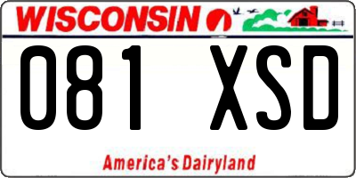 WI license plate 081XSD