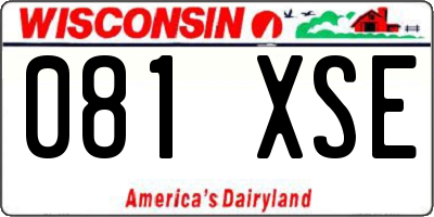 WI license plate 081XSE