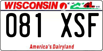 WI license plate 081XSF