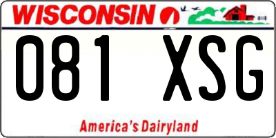 WI license plate 081XSG