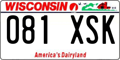 WI license plate 081XSK