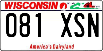 WI license plate 081XSN