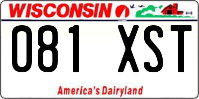 WI license plate 081XST