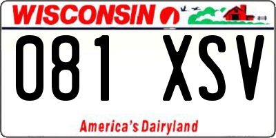 WI license plate 081XSV