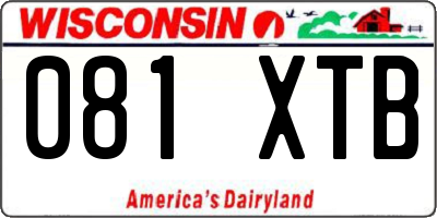 WI license plate 081XTB