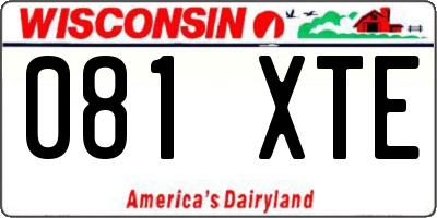 WI license plate 081XTE
