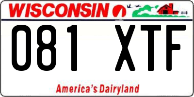 WI license plate 081XTF