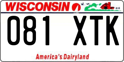 WI license plate 081XTK