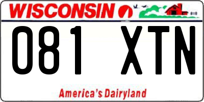 WI license plate 081XTN